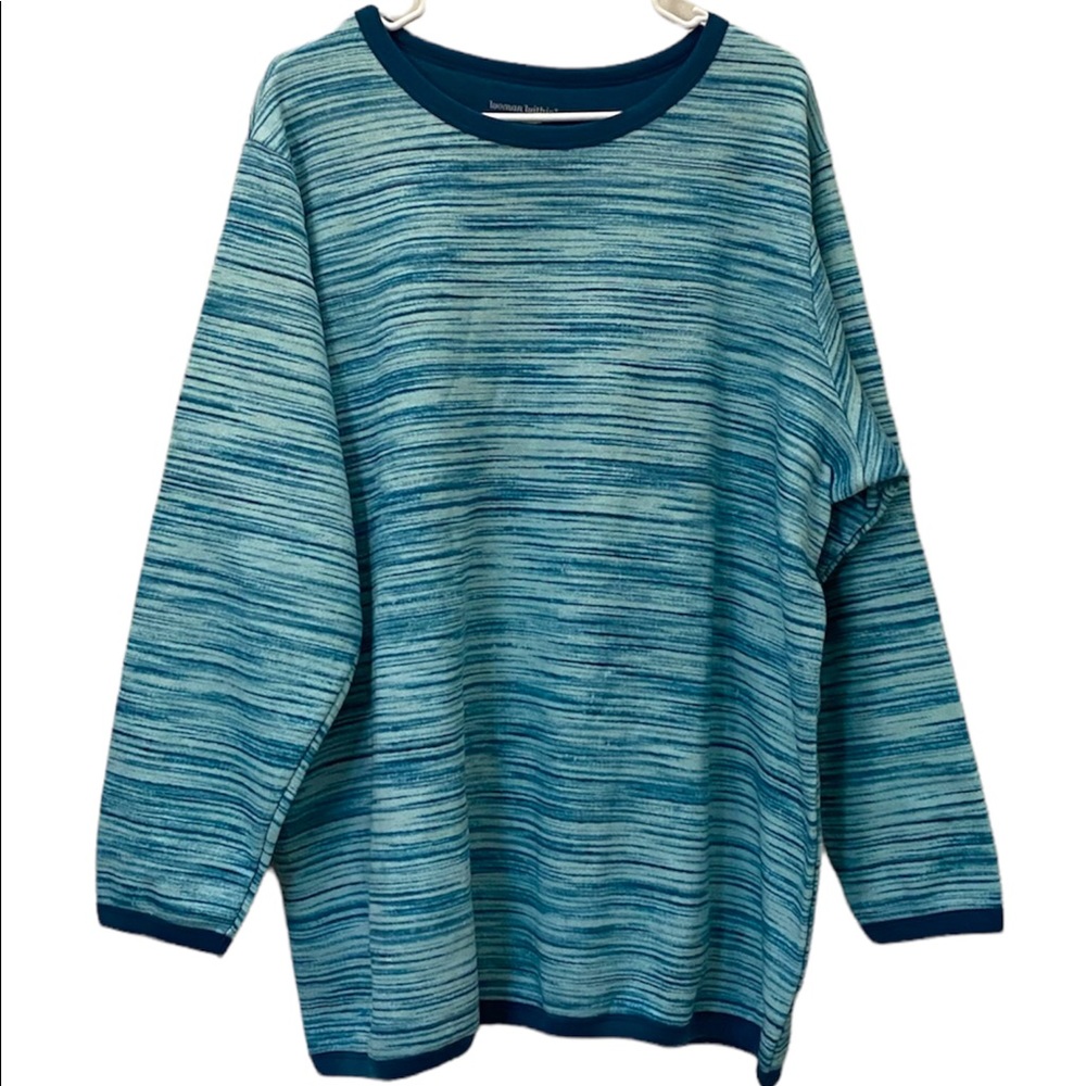 NWOT Woman Within Blue/Green Medium Weight Long Sleeve Tee Shirt 18/20 Petite L‎